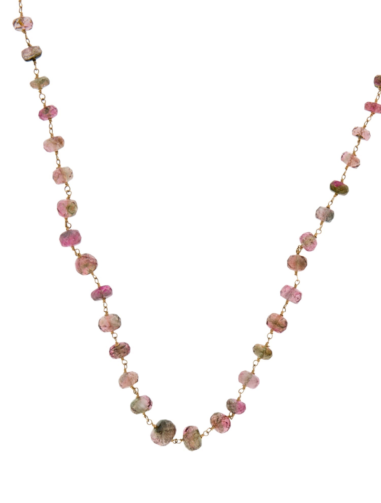 Necklace 14K Parti-Colored Tourmaline Wire Wrapped Necklace