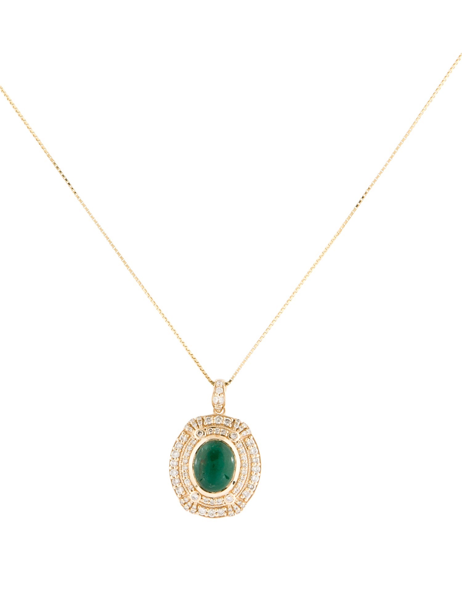 Necklace 14K 3.76ct Emerald, Sapphire & Diamond Pendant Necklace