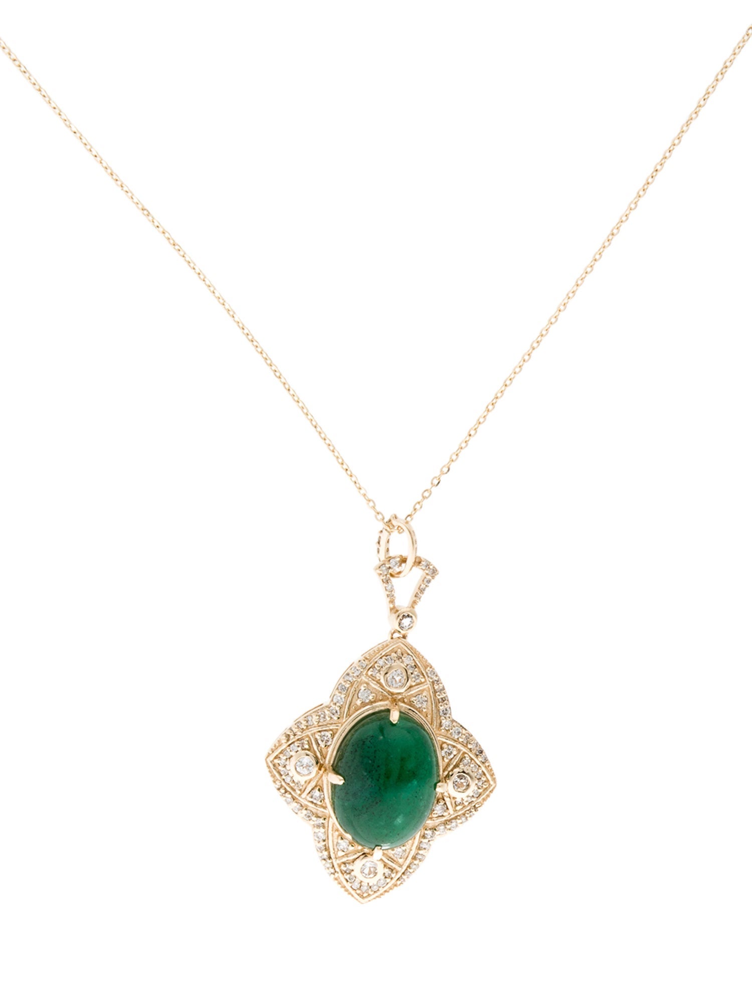 Necklace 14K 9.25ct Emerald, Sapphire & Diamond Pendant Necklace