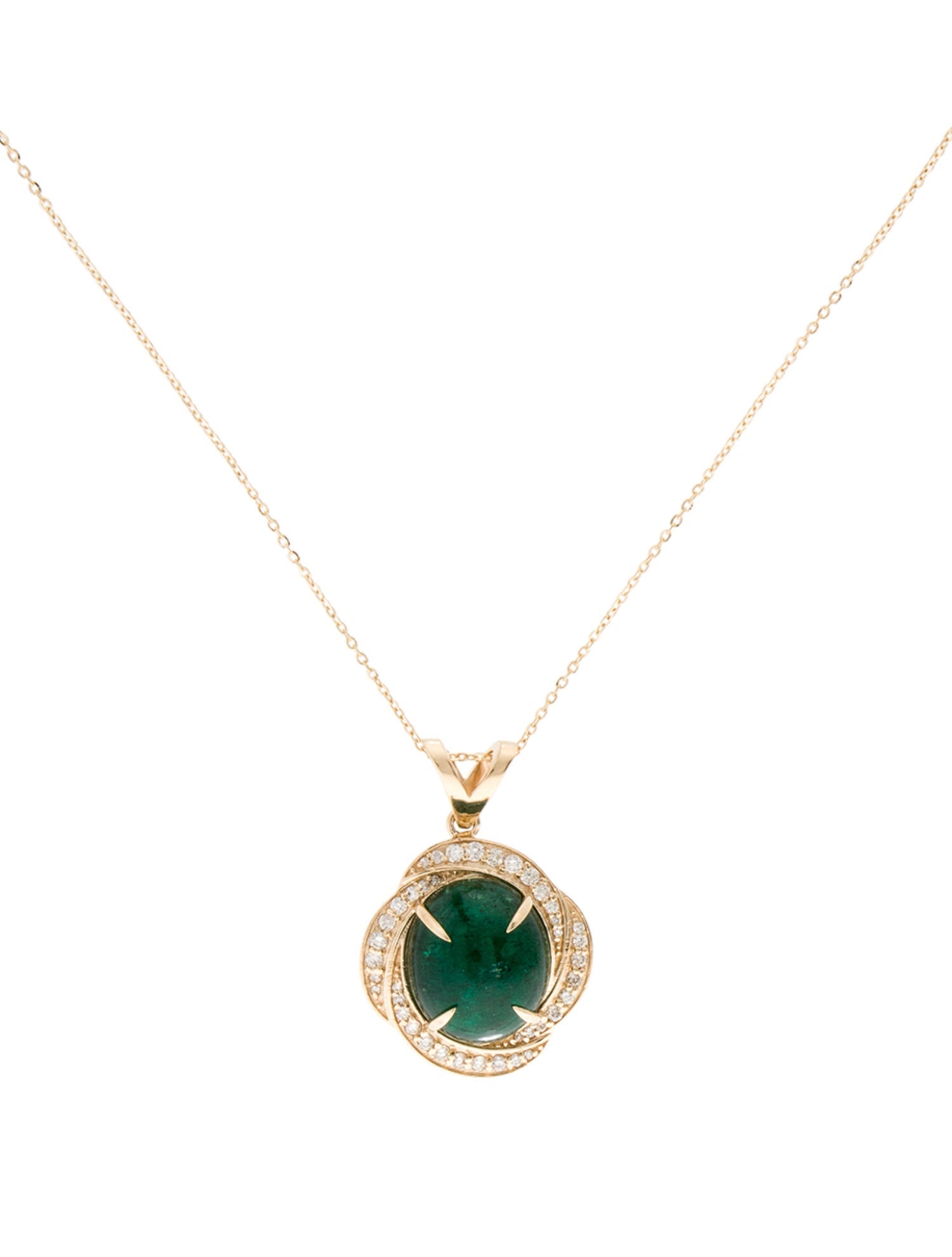 Necklace 14K 9.89ct Emerald & Diamond Pendant