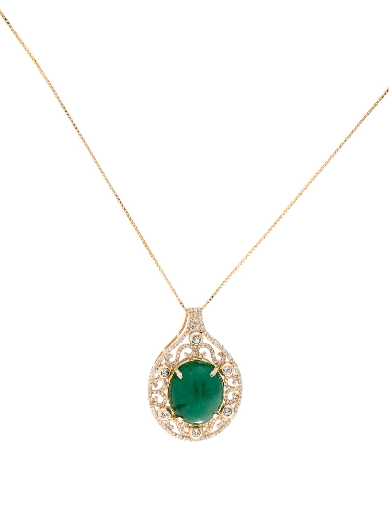 Necklace 14K 12.75ct Emerald, Sapphire, & Diamond Pendant Necklace