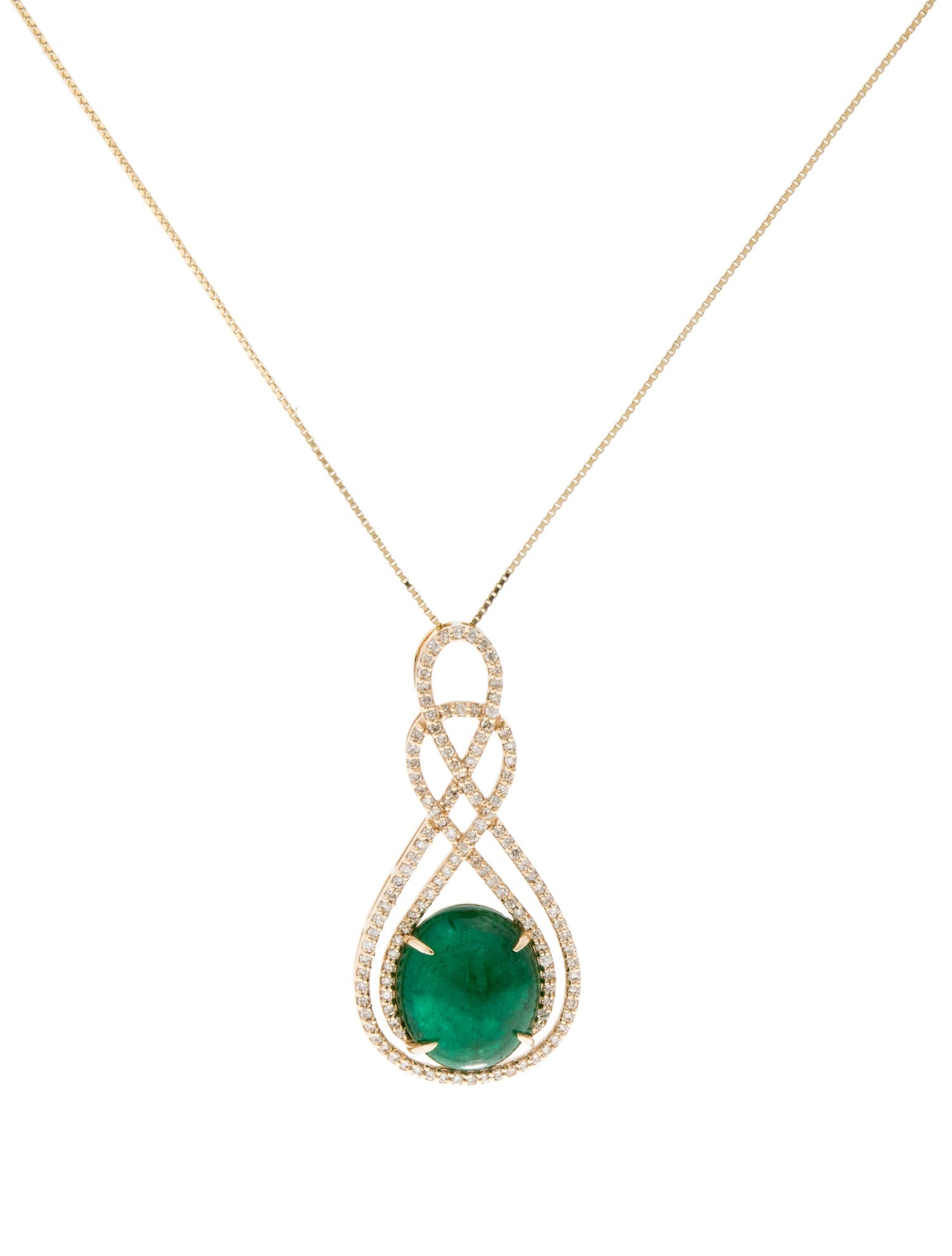 Necklace 14K 15.92ct Emerald & Diamond Pendant Necklace