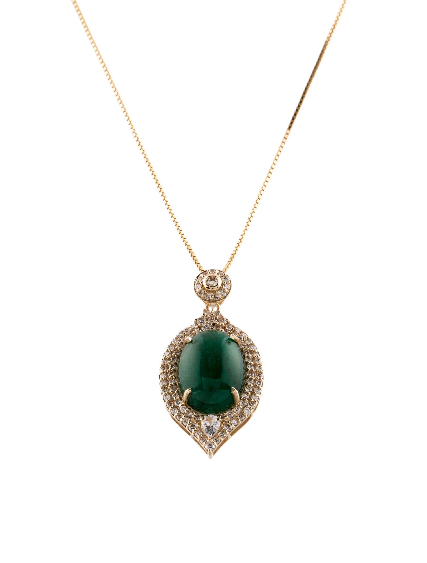 Necklace 14K 8.13ct Emerald, Sapphire, & Diamond Pendant Necklace