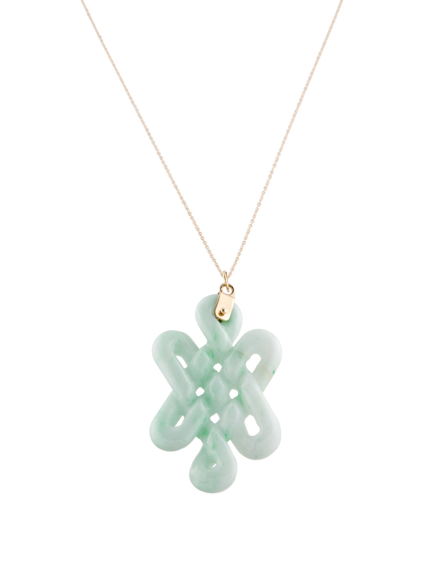 Necklace 14K Jadeite Infinity Pendant Necklace