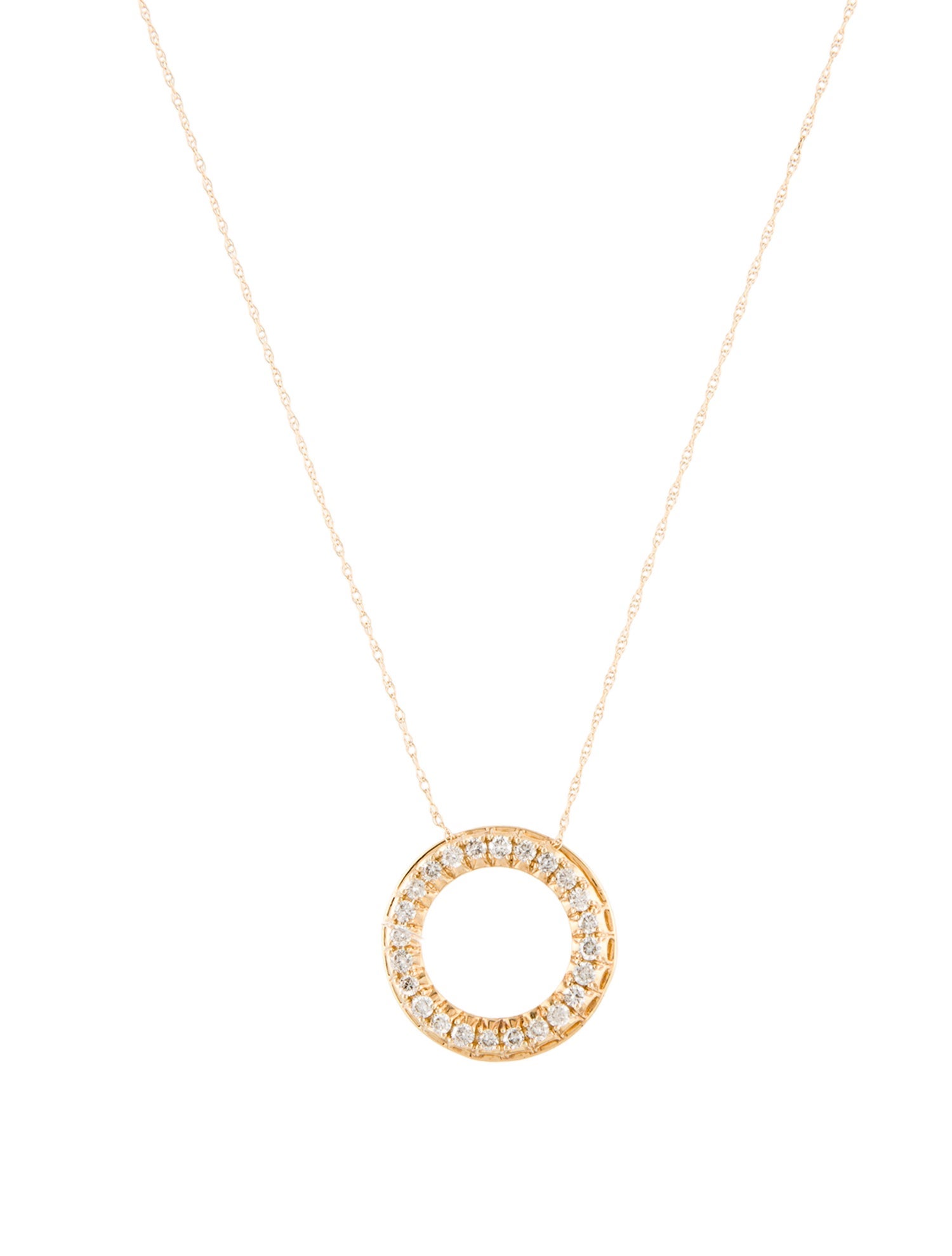 Necklace 14K Diamond Circle Pendant Necklace