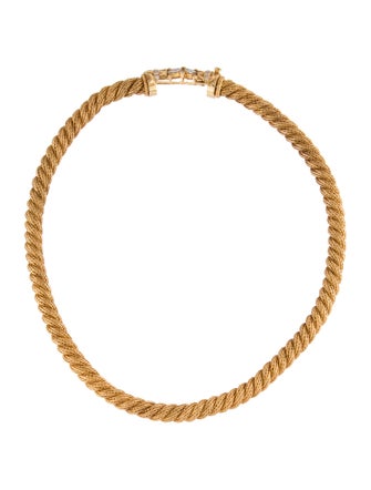 Necklace 18K Diamond & Diamond Slice Rope Chain Collar