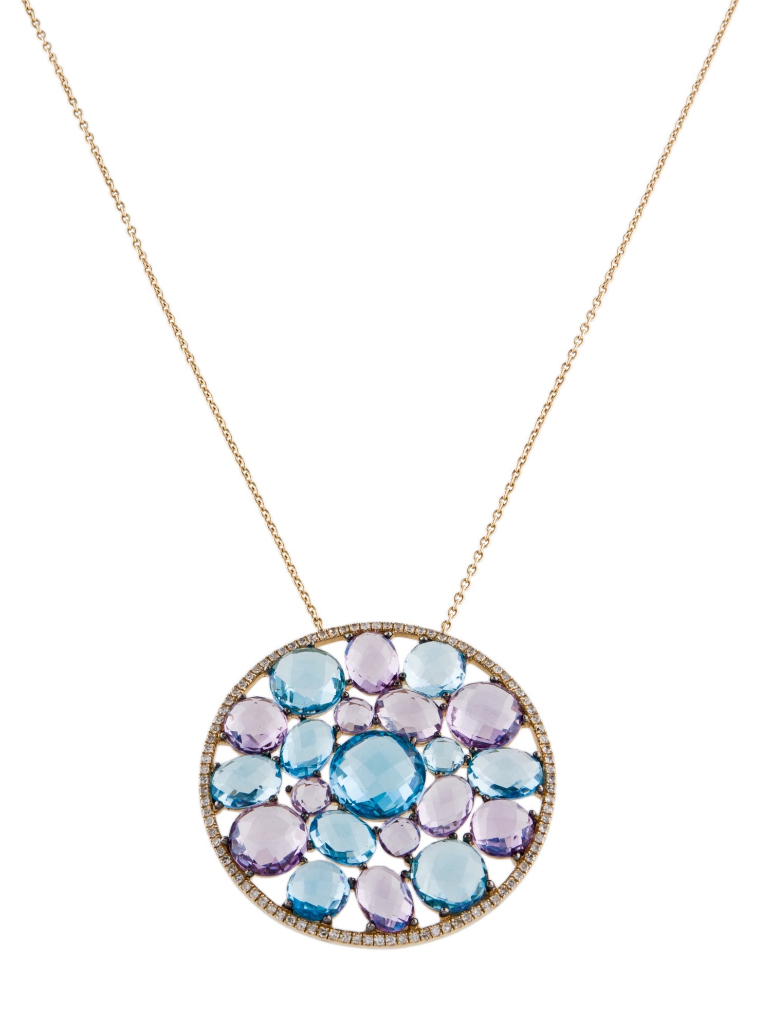 Necklace 14K Amethyst, Topaz & Diamond Pendant Necklace