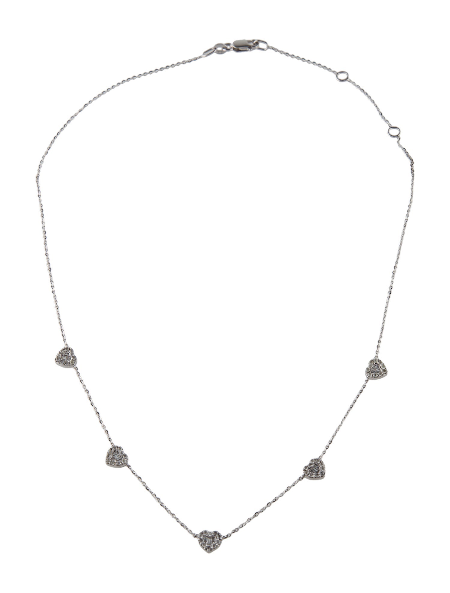 Necklace 14K Diamond Heart Station Necklace