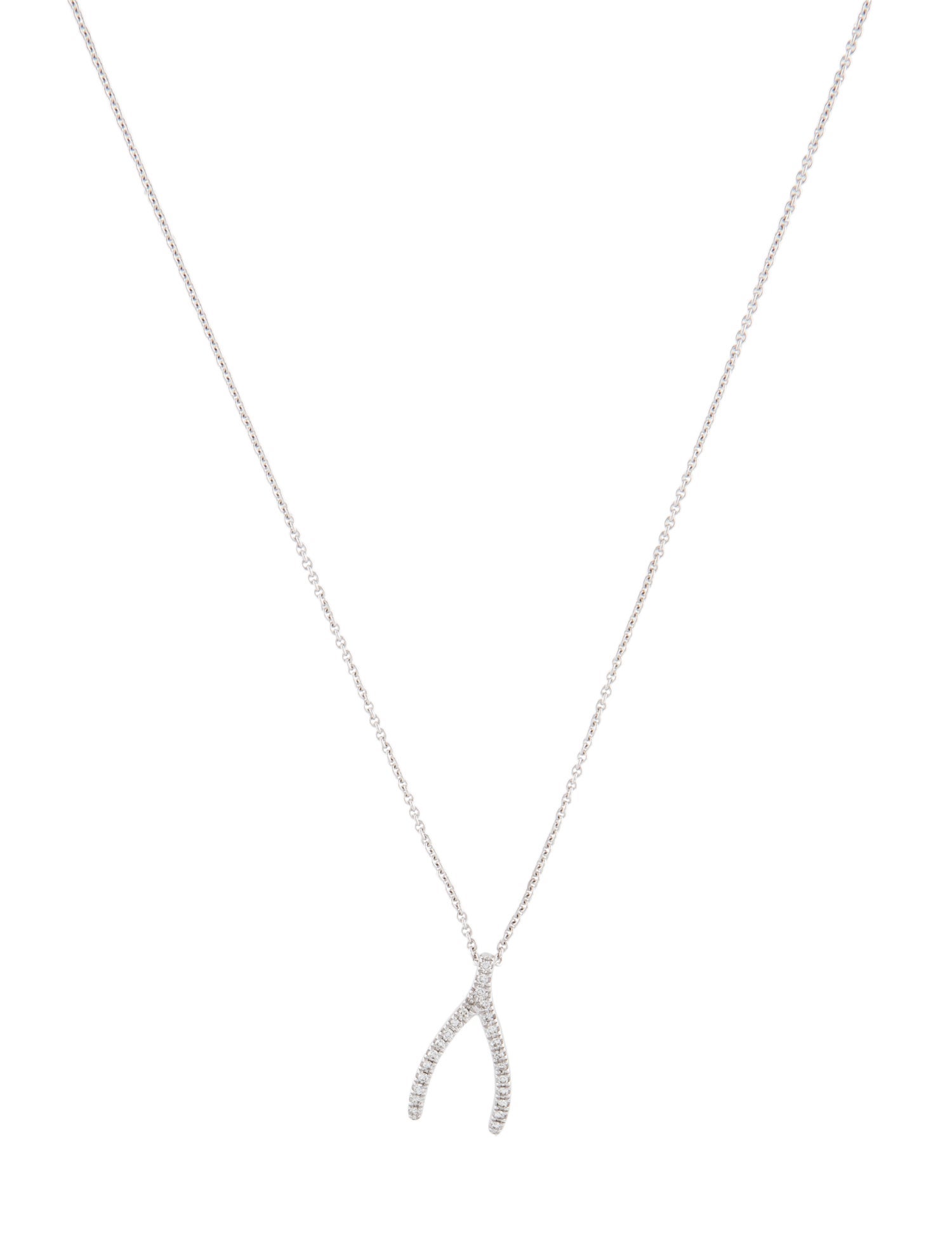 Necklace 14K Diamond Wishbone Pendant