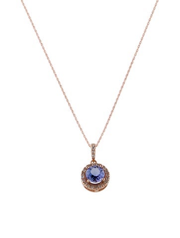 Necklace Pendant 14K Tanzanite & Diamond