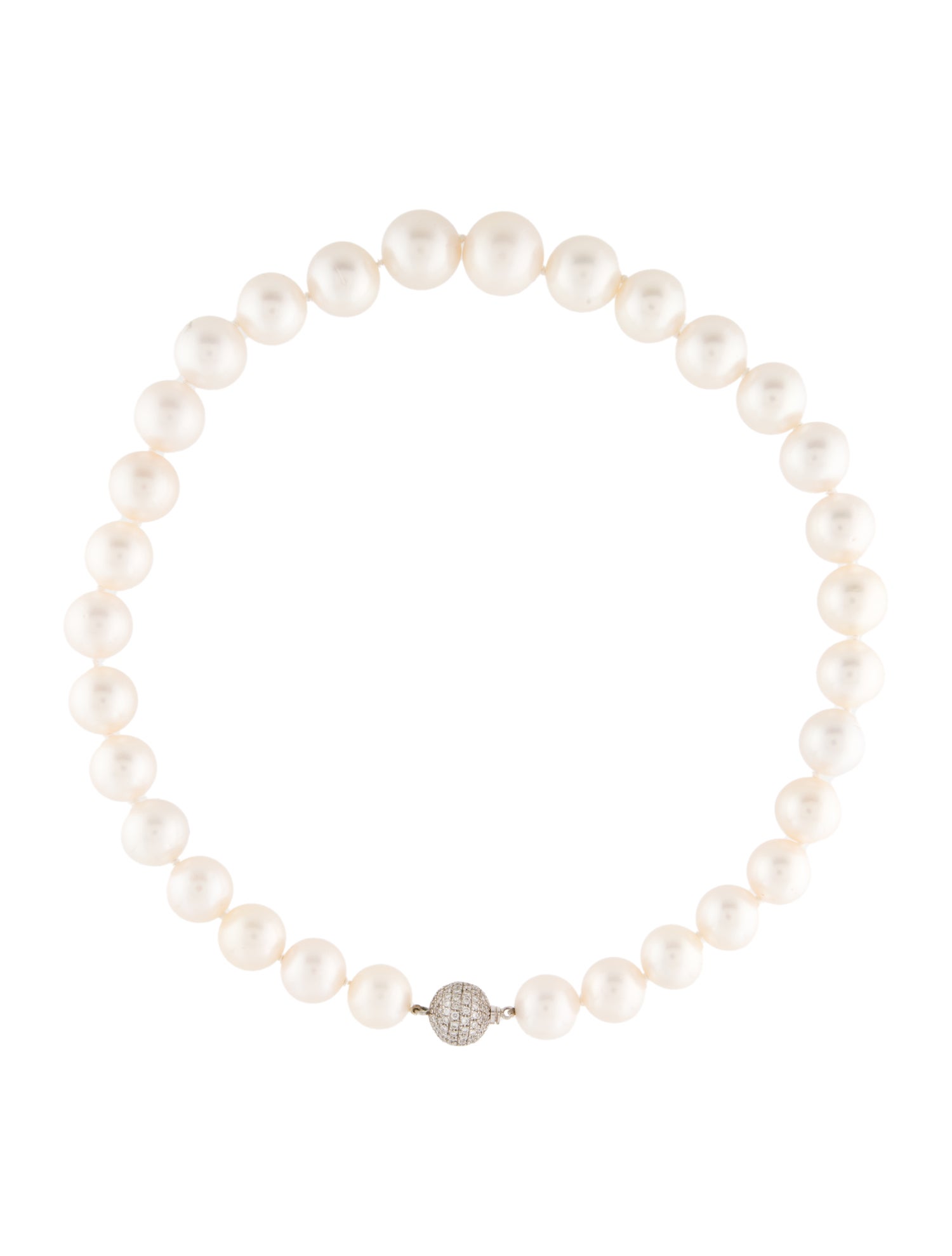 Necklace Pearl & 1.31ctw Diamond Bead Necklace