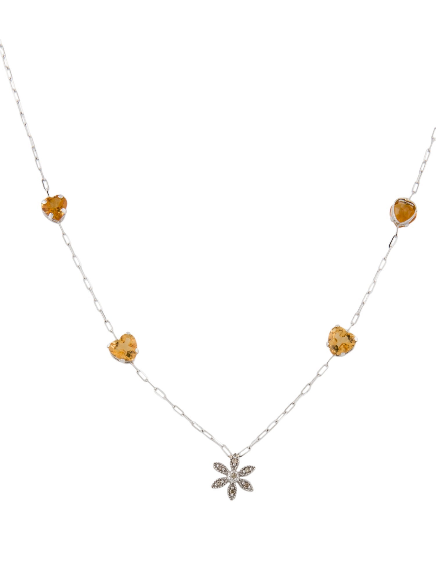 Necklace 14K 1.82ctw Citrine & Diamond Station Necklace