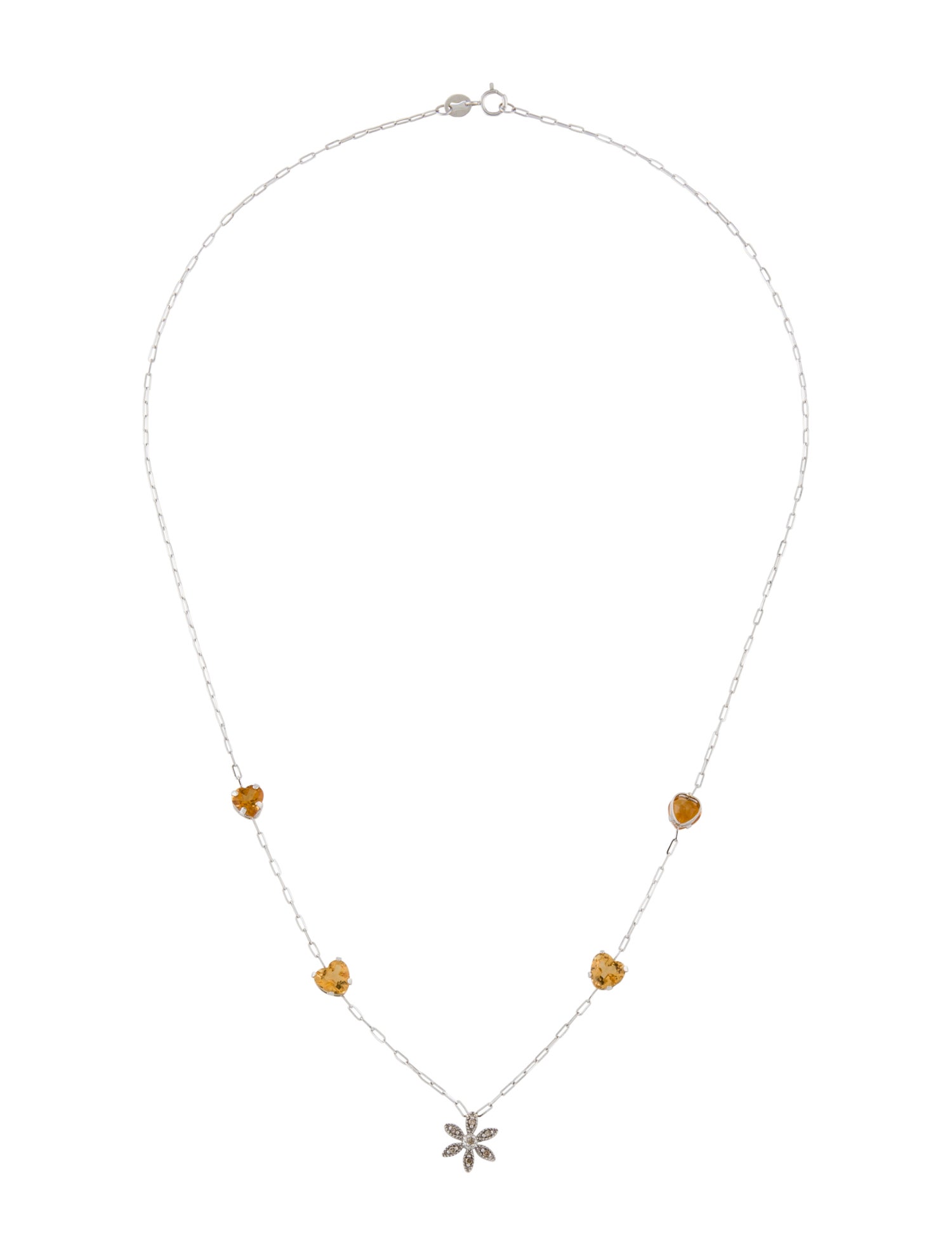 Necklace 14K 1.82ctw Citrine & Diamond Station Necklace