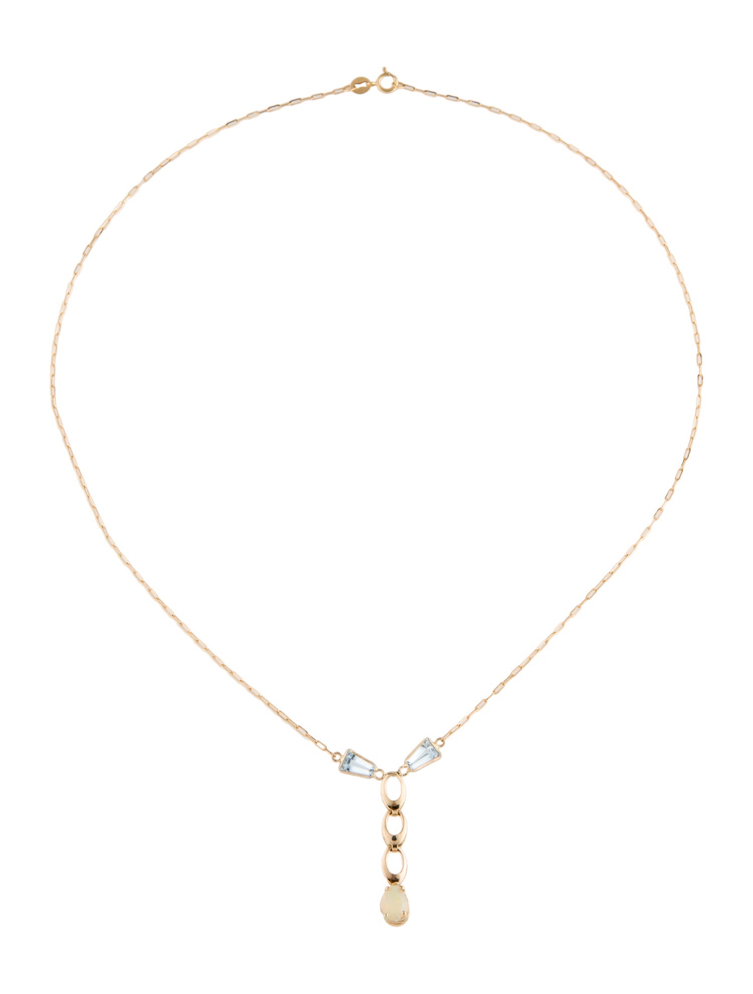 Necklace 14K Topaz & Jelly Opal Lavalier Necklace