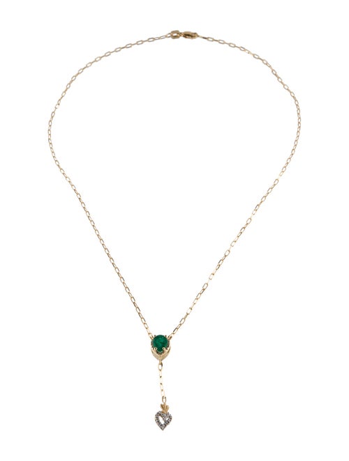 Necklace 14K Emerald & Diamond Lavalier Necklace