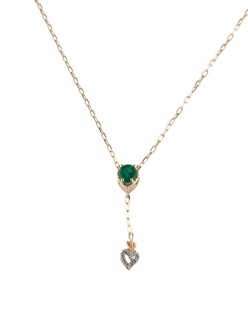 Necklace 14K Emerald & Diamond Lavalier Necklace