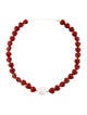 Necklace 14K Pearl & Carnelian Heart Bead Strand Necklace