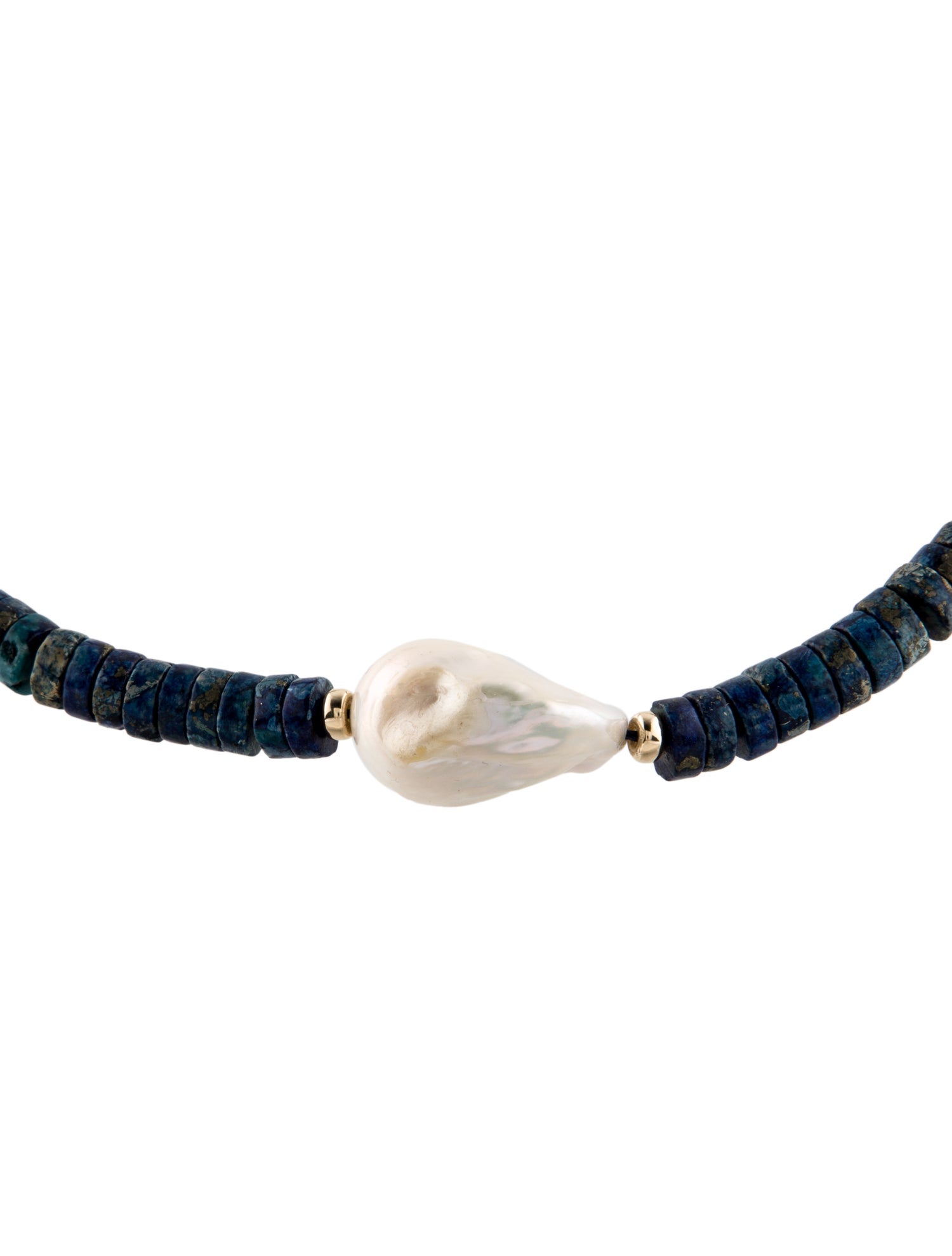 Necklace 14K Pearl & Lapis Lazuli Beaded Chain