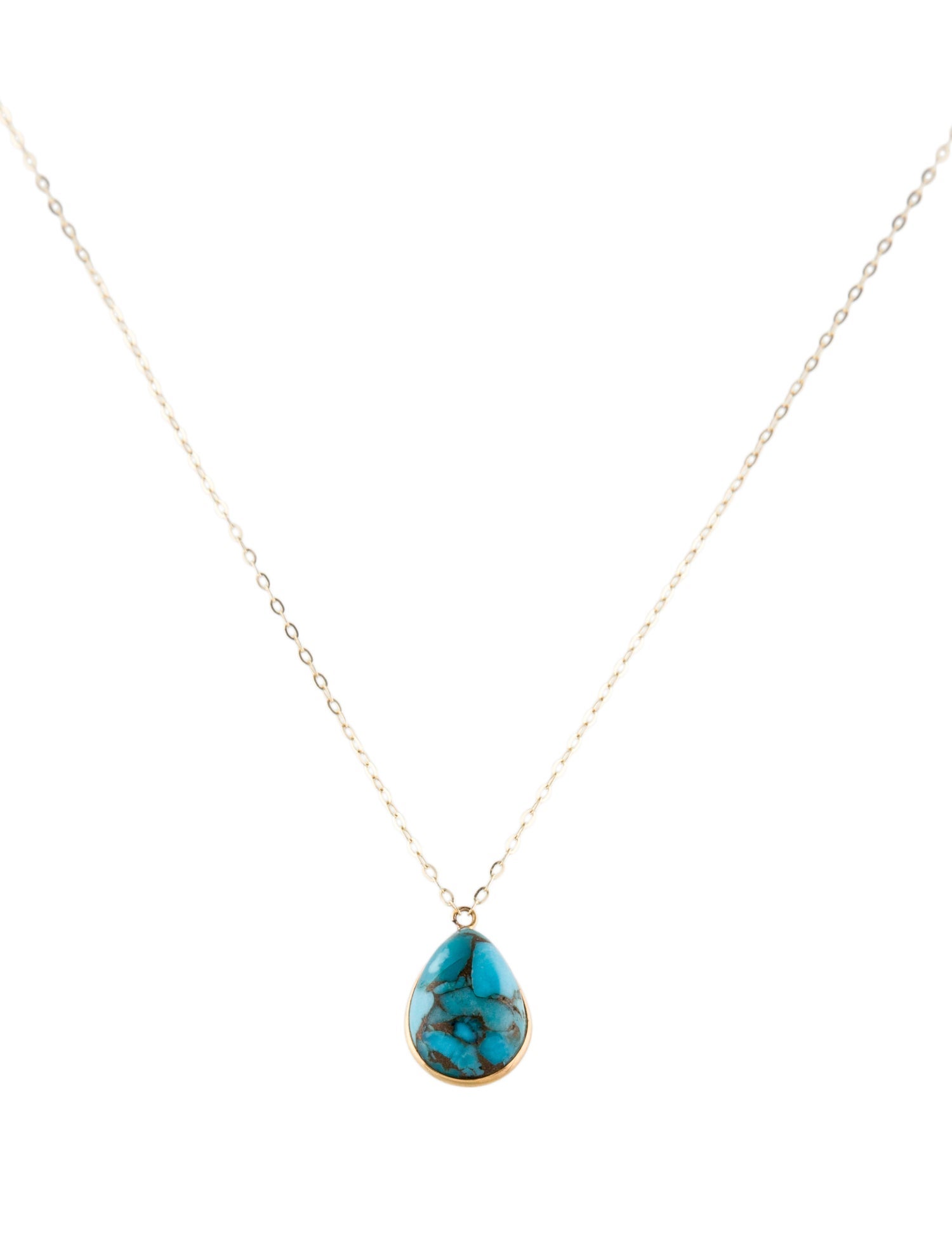 Necklace 18K Composite Turquoise Pendant Necklace