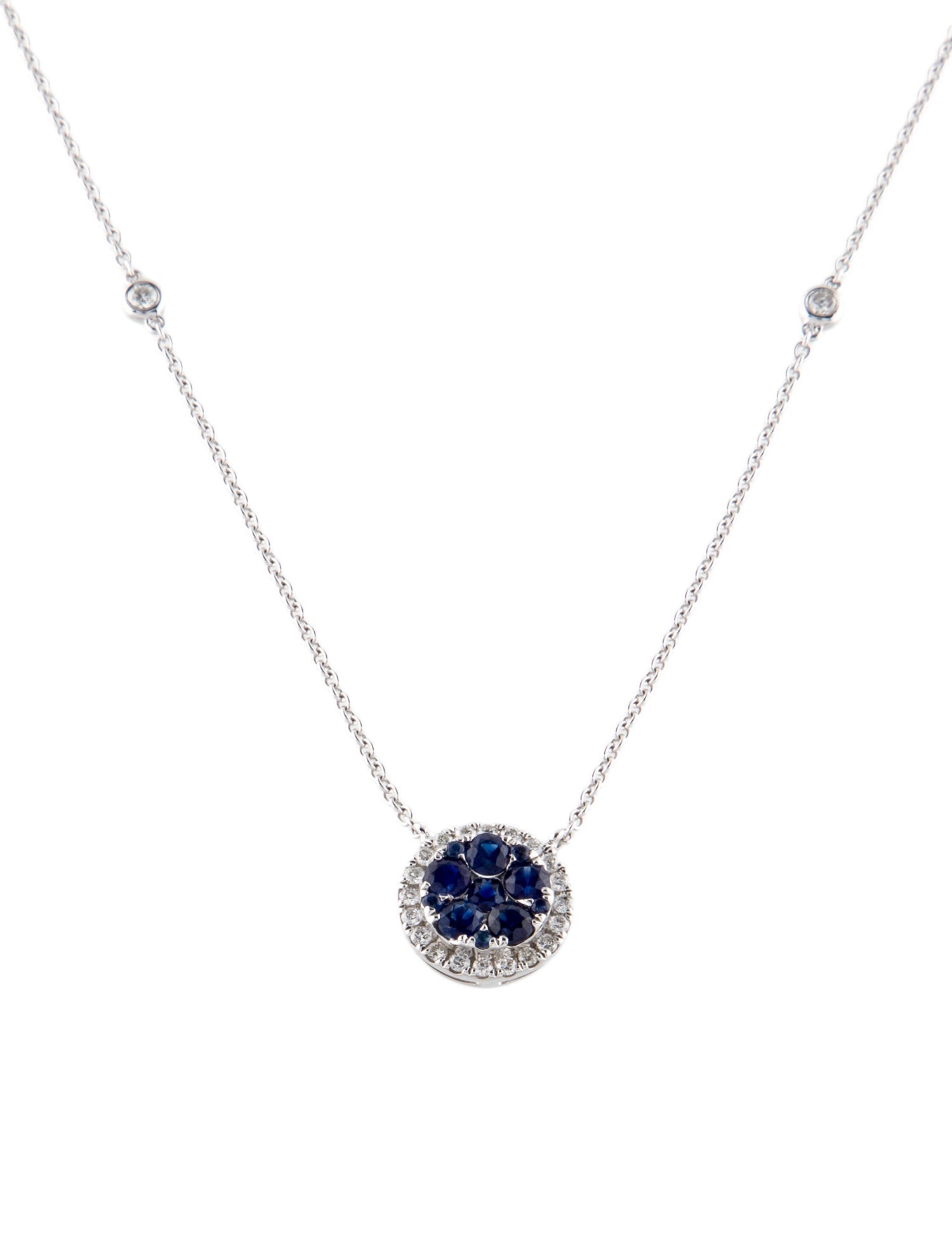 Necklace 14K Sapphire & Diamond Pendant Necklace