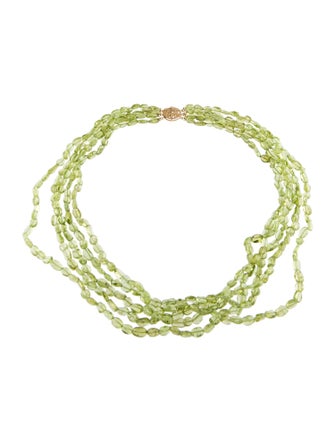 Necklace 14K Peridot Multistrand Bead Necklace