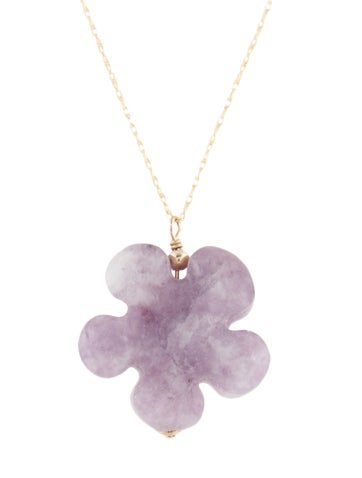 Necklace Pendant 14K Lepidolite Flower