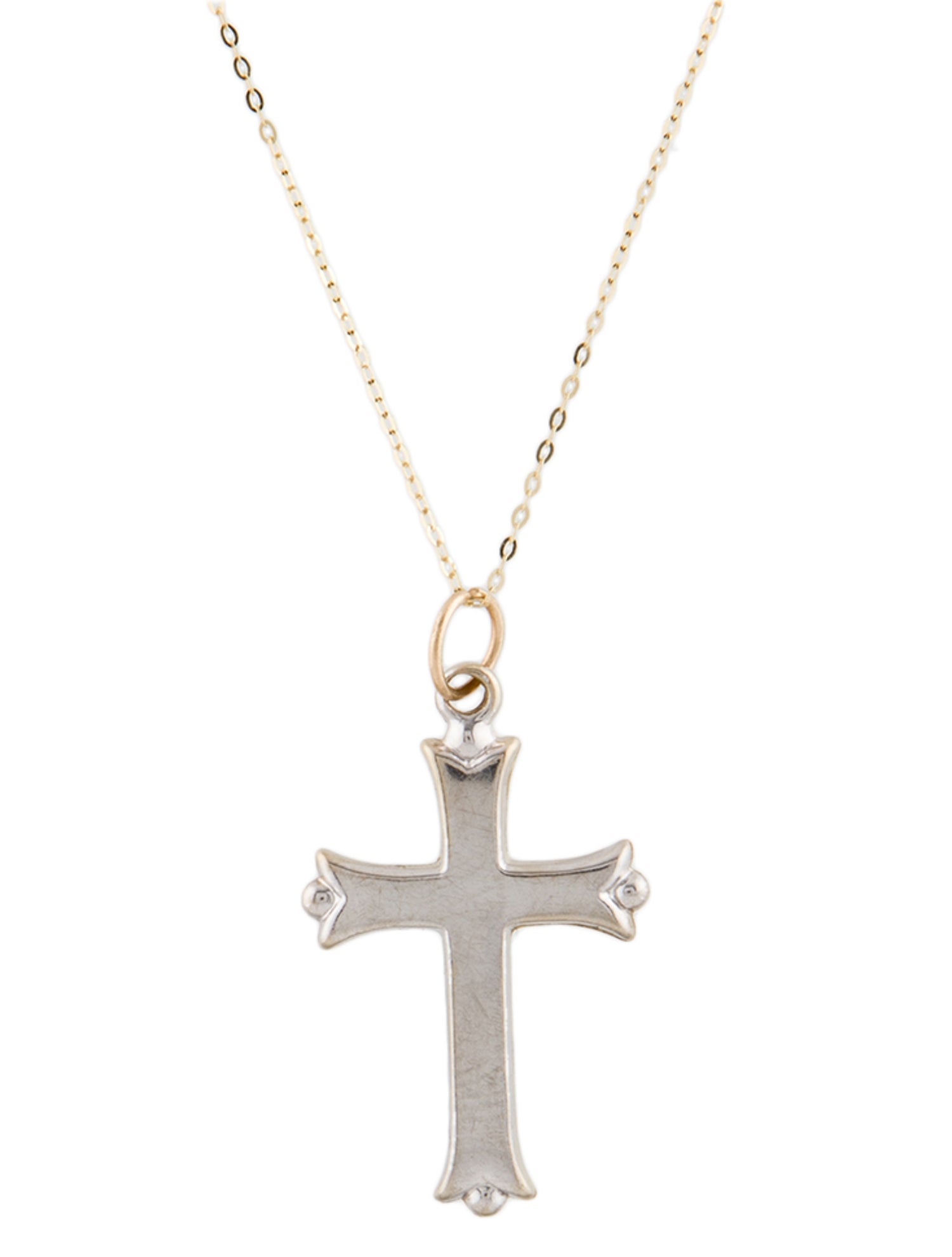 Necklace 14K Two-Tone Reversable Cross Pendant Necklace