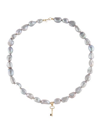 Necklace 14K Pearl Key Pendant Necklace