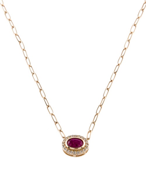 Necklace 14K Ruby & Diamond Pendant Necklace
