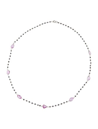 Necklace 14K Sapphire & Diamond Bead Station Necklace
