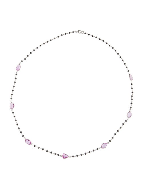 Necklace 14K Sapphire & Diamond Bead Station Necklace