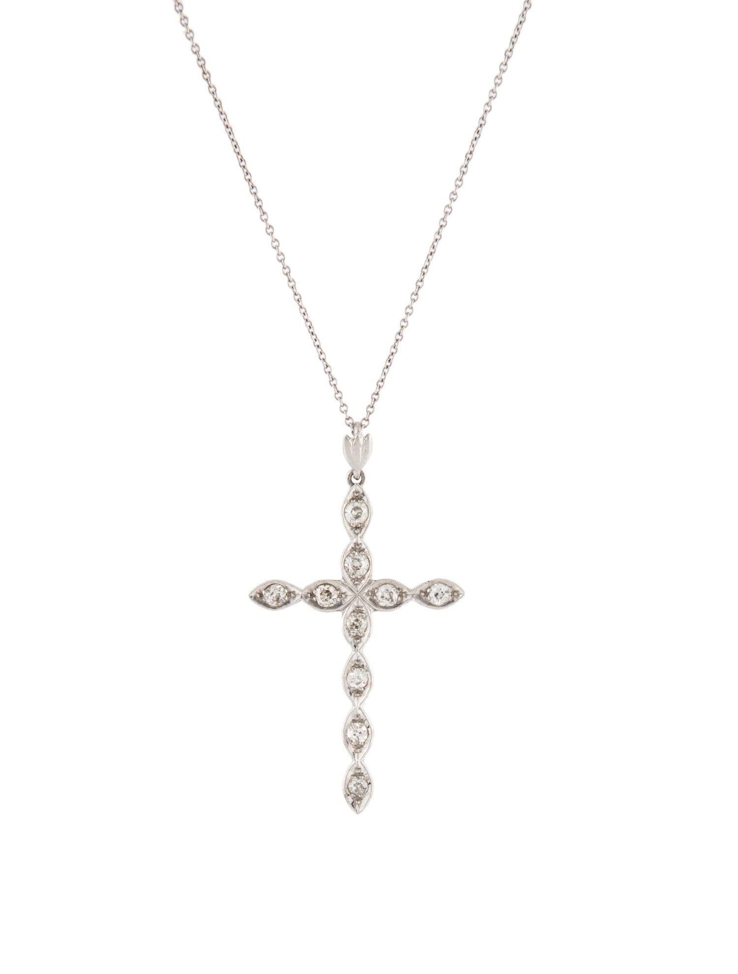 Necklace Platinum Diamond Cross with 14K Chain