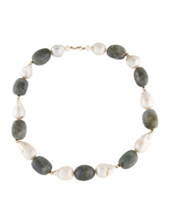 Necklace 14K Pearl & Labradorite Bead Necklace