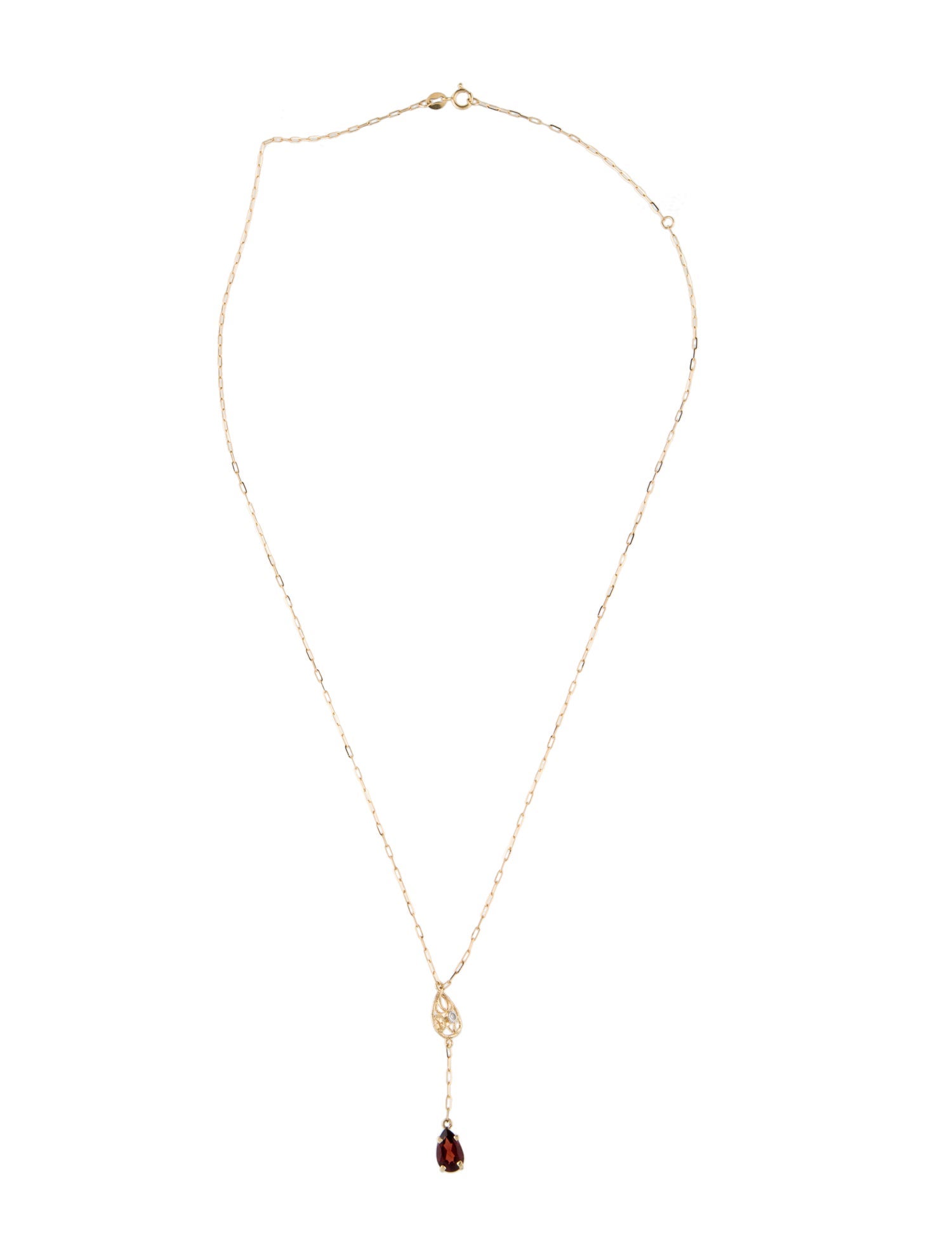 Necklace 14K Diamond & Garnet Lavalier
