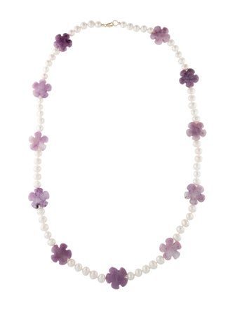 Necklace 14K Pearl & Lepidolite Station Necklace