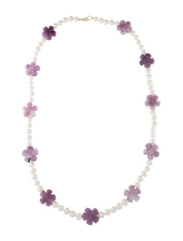 Necklace Station 14K Pearl & Lepidolite 7.0-8.5mm