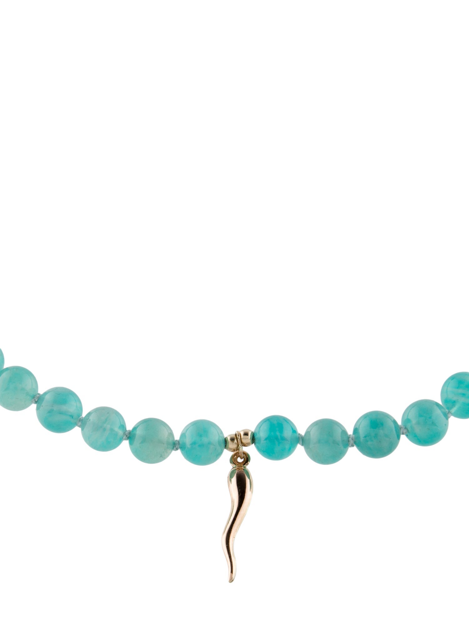 Necklace 14K Amazonite Bead Cornicello Pendant Necklace