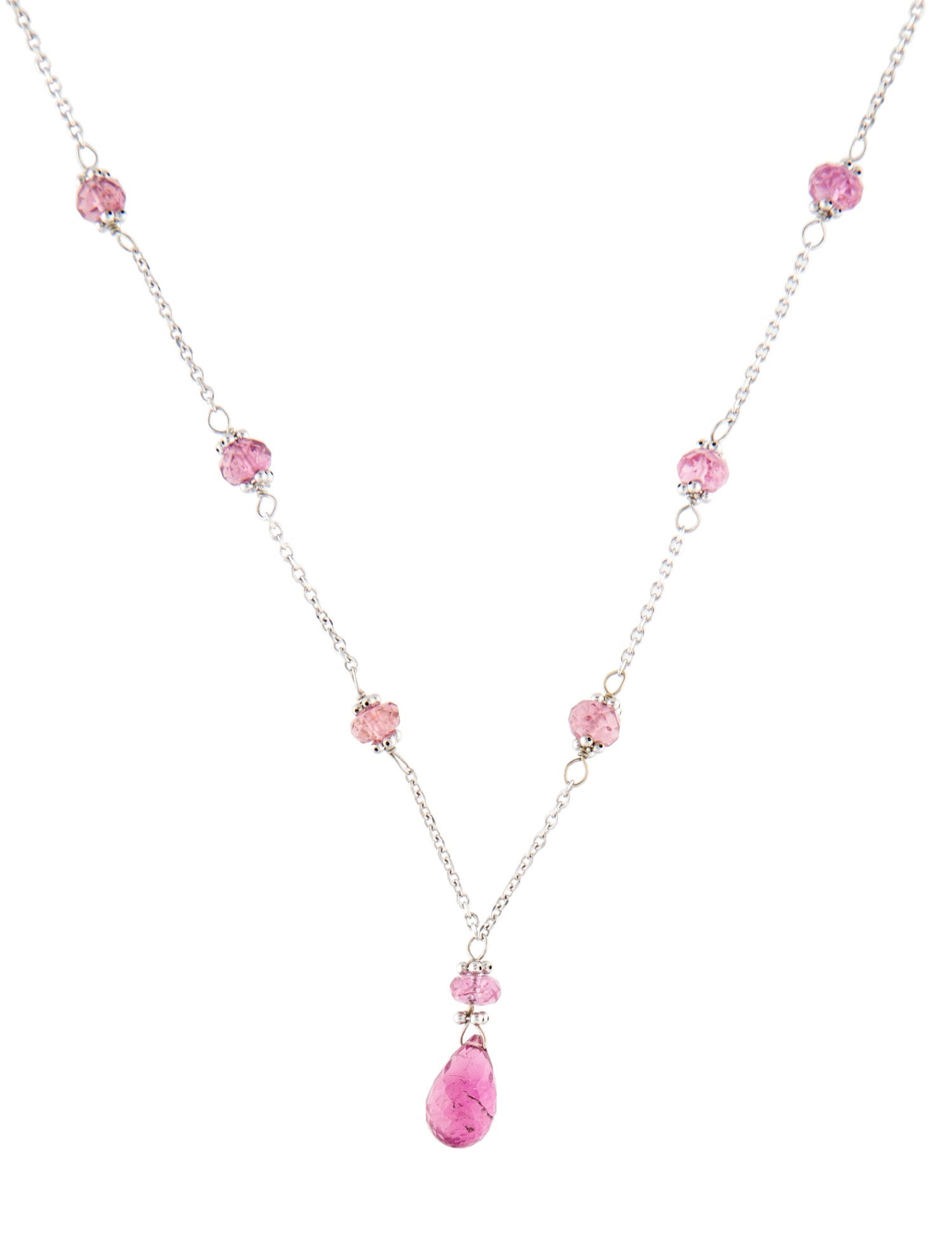 Necklace 14K Tourmaline Beaded Pendant Necklace