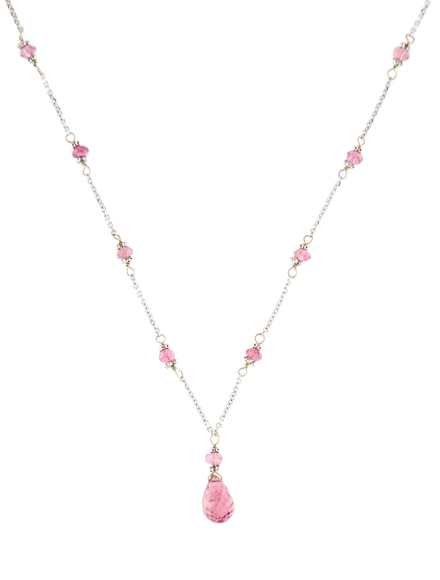 Necklace 14K Tourmaline Beaded Pendant Necklace