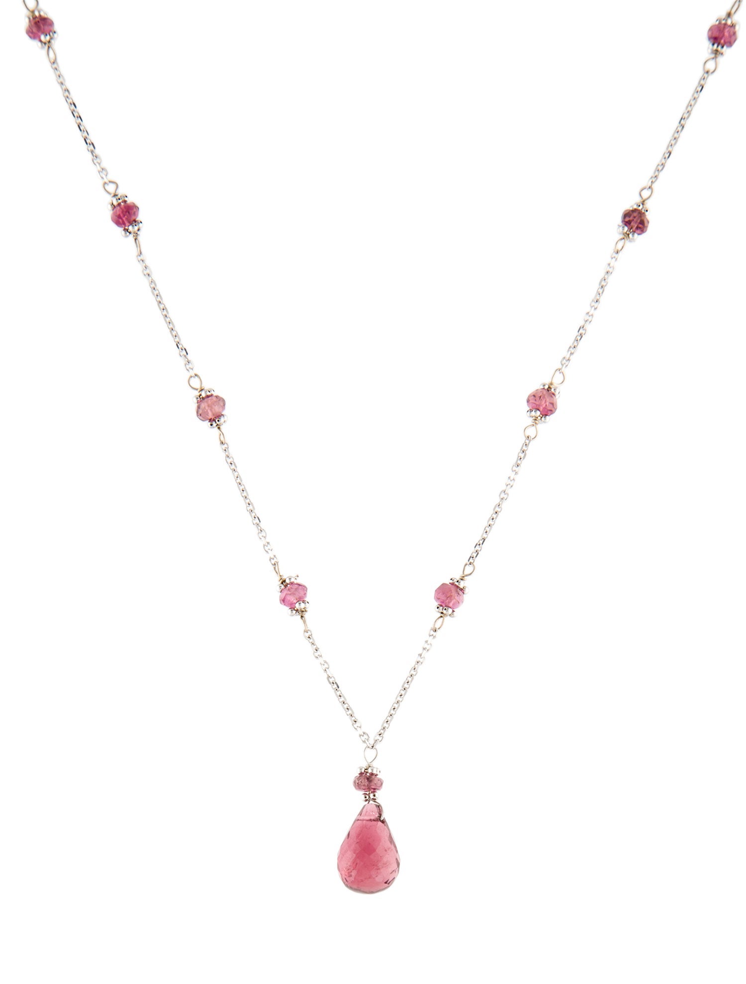 Necklace 14K Tourmaline Beaded Pendant Necklace