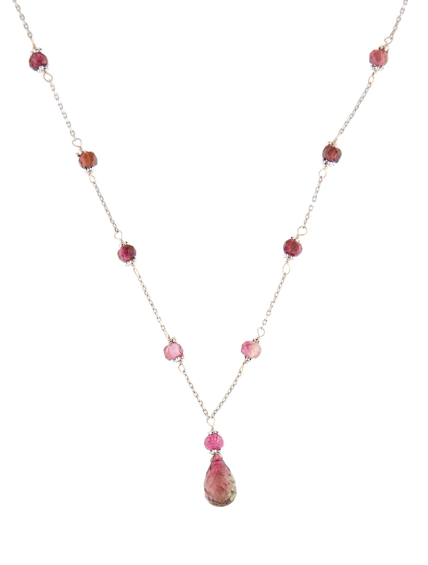 Necklace 14K Tourmaline Beaded Pendant Necklace