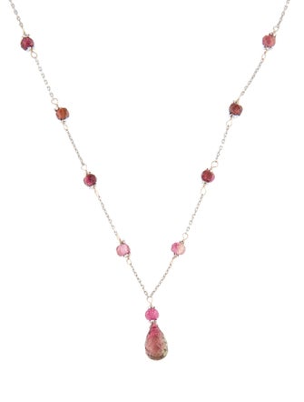 Necklace 14K Tourmaline Beaded Pendant Necklace
