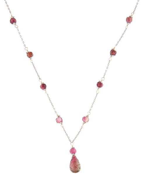 Necklace 14K Tourmaline Beaded Pendant Necklace