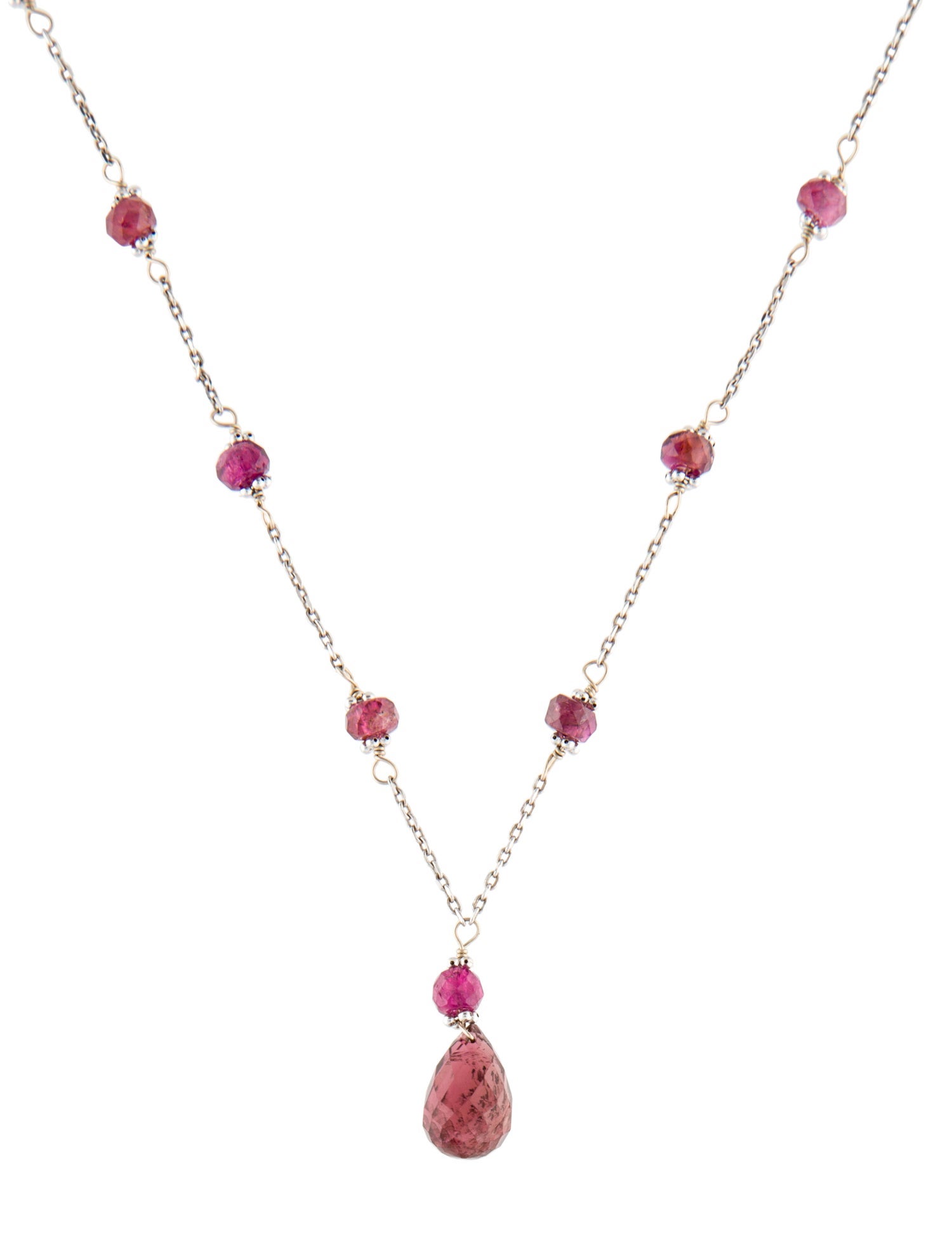 Necklace 14K Tourmaline Beaded Pendant Necklace