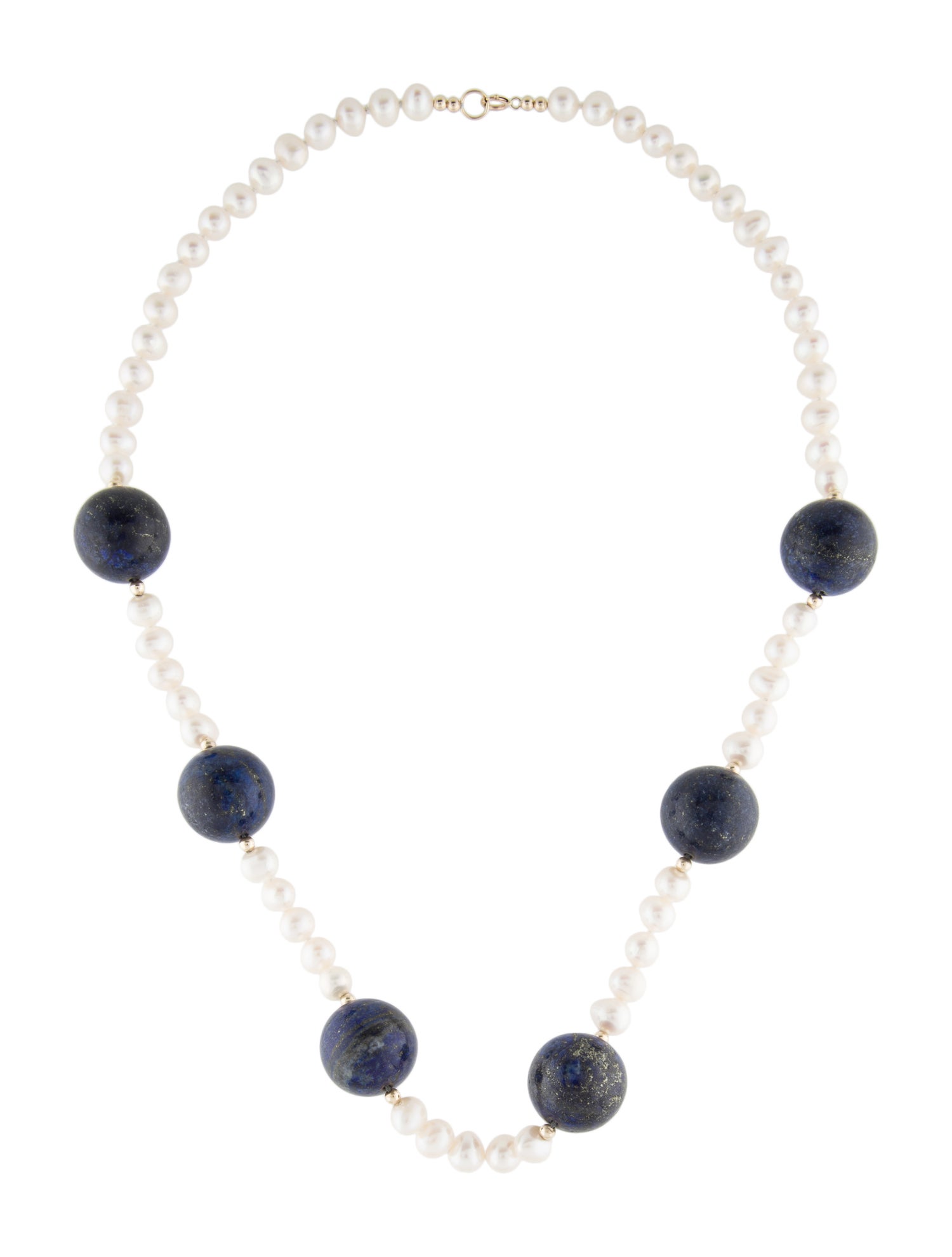 Necklace 14K Lapis Lazuli & Pearl Bead Necklace