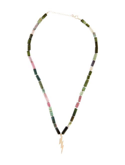Necklace 14K Tourmaline Lightning Bolt Pendant Necklace