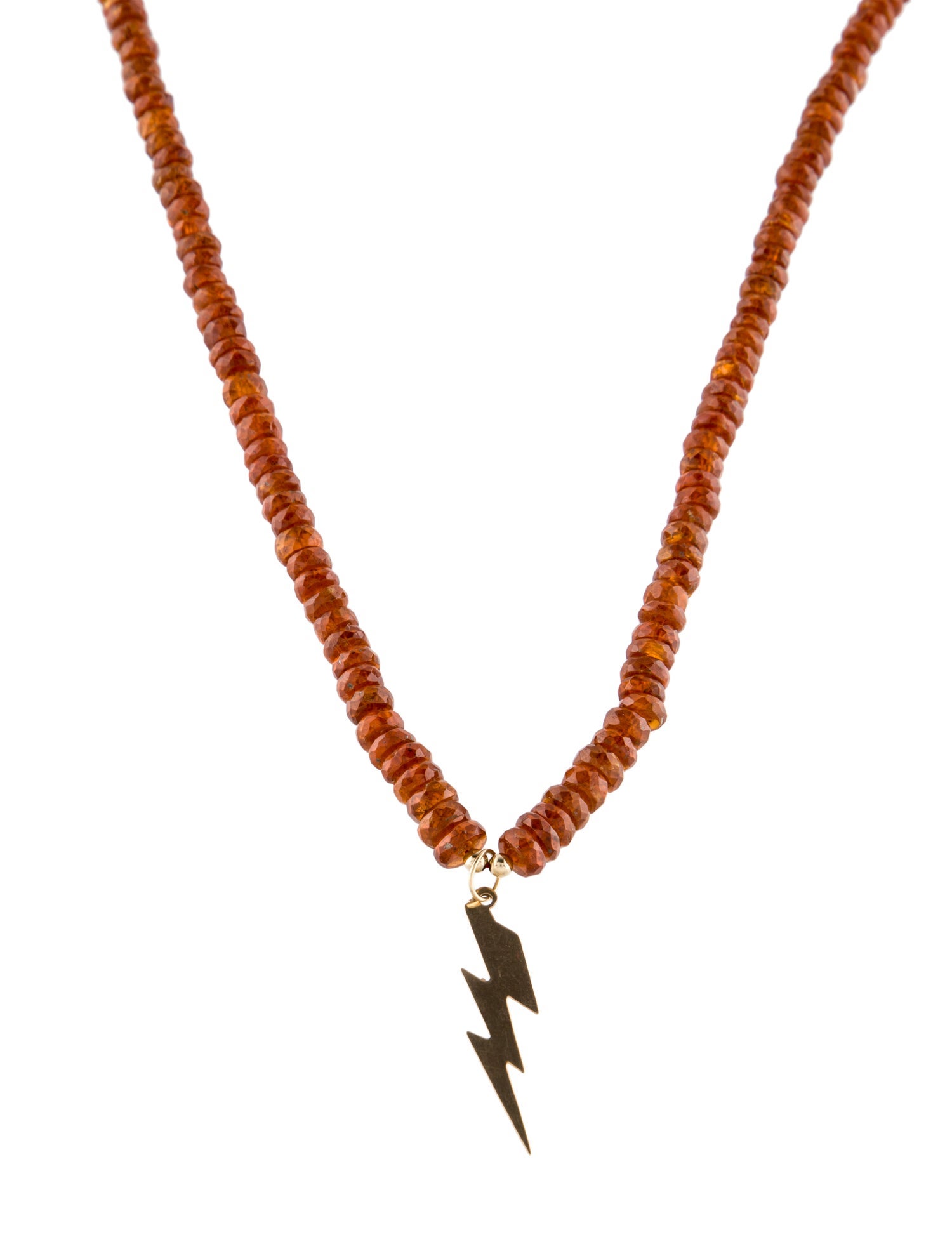 Necklace 14K Kyanite Beaded Lightening Bolt Pendant Necklace