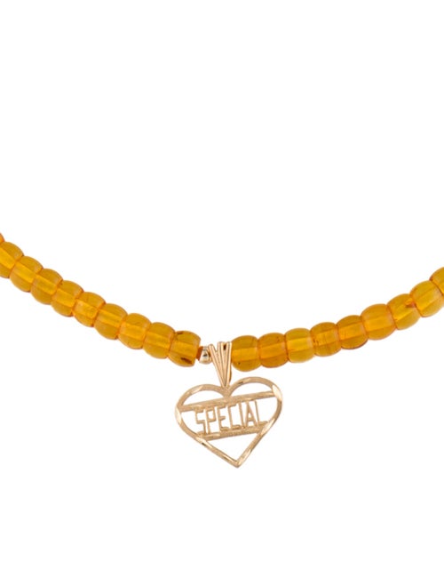 Necklace 14K Amber Bead 'Special' Heart Pendant Necklace