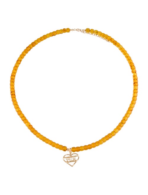 Necklace 14K Amber Bead 'Special' Heart Pendant Necklace