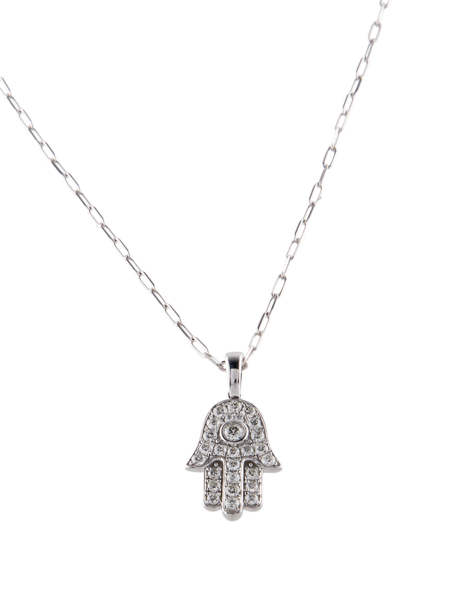 Necklace 14K Diamond Hamsa Pendant Necklace